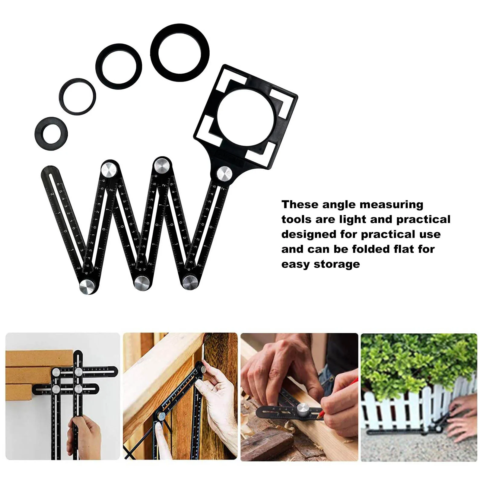 

6 Angle Measuring Ruler Folding Ruler, 6-Sided Six-Folds Woodworking Drilling Locator,mental Template Hole Punch Accessories
