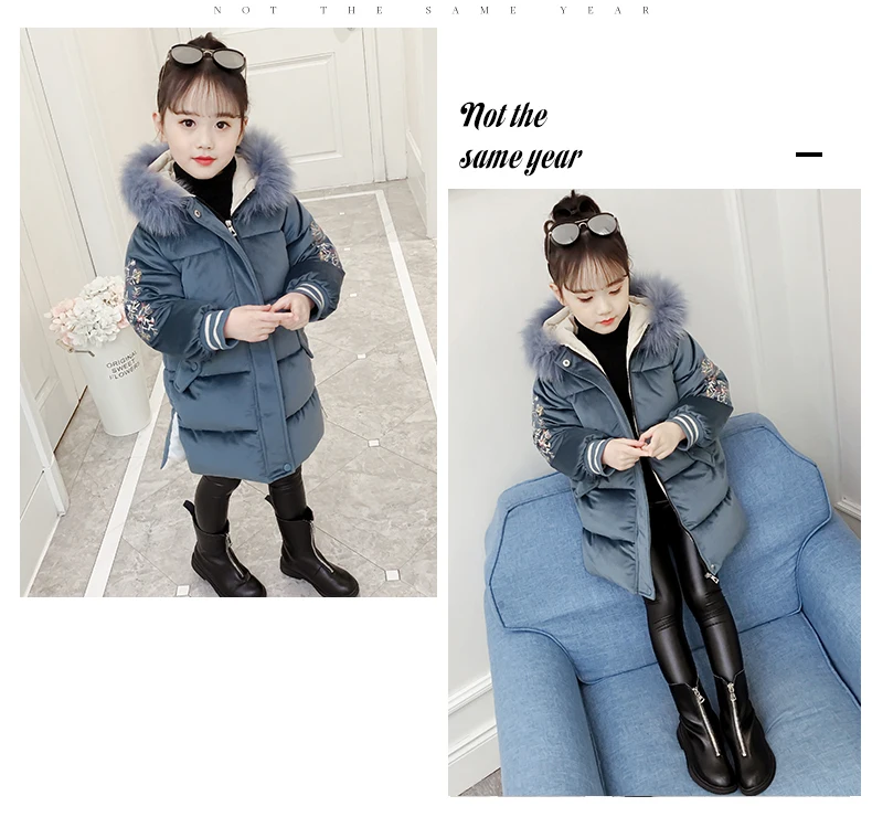 Зимняя куртка для девочек теплые вельветовые пальто модная детская верхняя