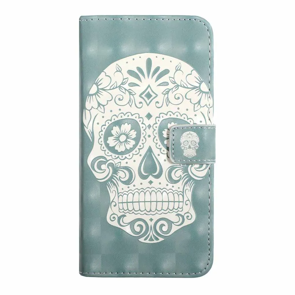 White Ghost Head Чехол кошелек кожаный флип-чехол для телефона для samsung Galaxy S10 S10e S9 S8 J6 плюс A7 A10 A20 A30 A40 A50 A70 M10 M20 M30 крышка - Цвет: White Ghost Head