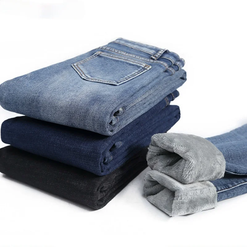 

Winter Thick Plus Velvet Women High Waist Skinny Jeans Simple Fleece Warm Slim Fit Stretch Ladies Casual Denim Pencil Pants
