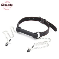 sexlady open mouth bone ball gag bondage nipple clamps sex toy for women adult erotic accessories sexy shop flirting silicone