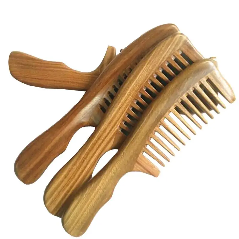 

1pc Hair Comb Wide Tooth Portable Natural Green Sandalwood Wood Combs Head Care Product