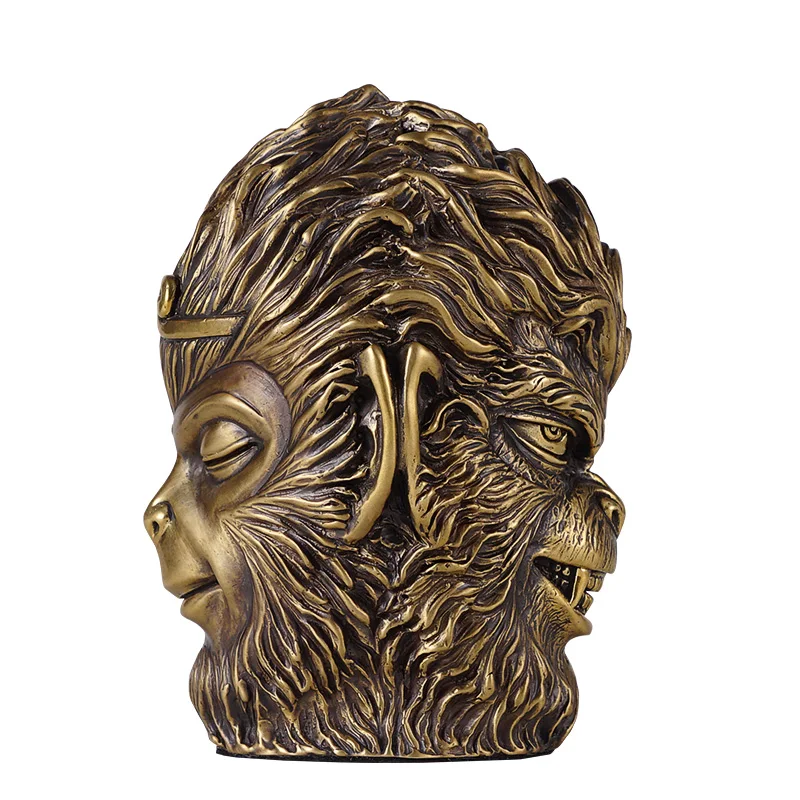 

CHINESE STYLE MONKEY HEAD PORTRAITS ART SCULPTURE SON GOKU STATUE ANIMALS FIGURINE BRASS ART&CRAFT HOME DECORATION R2638