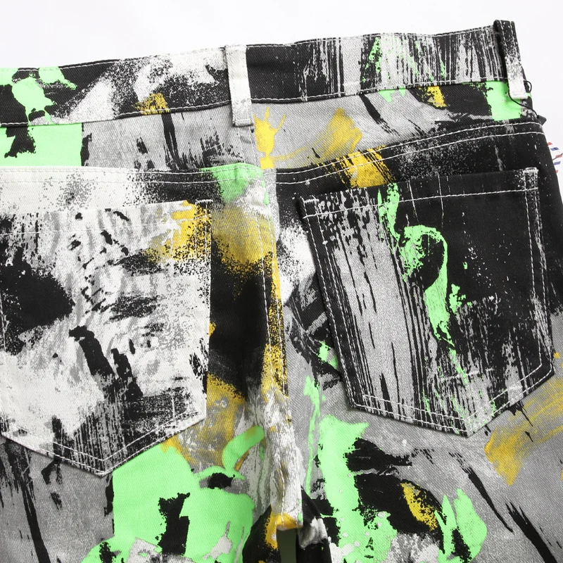 2021 New Fashion Multicolour Tie Dye Stylish Men Pencil Jeans Trousers Hip Hop Vintage Slim Denim Pants For Party Pantaloni Uomo