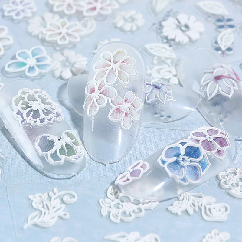 Фото 1 лист наклейки для ногтей 5D тисненые цветы переводные украшения аксессуары