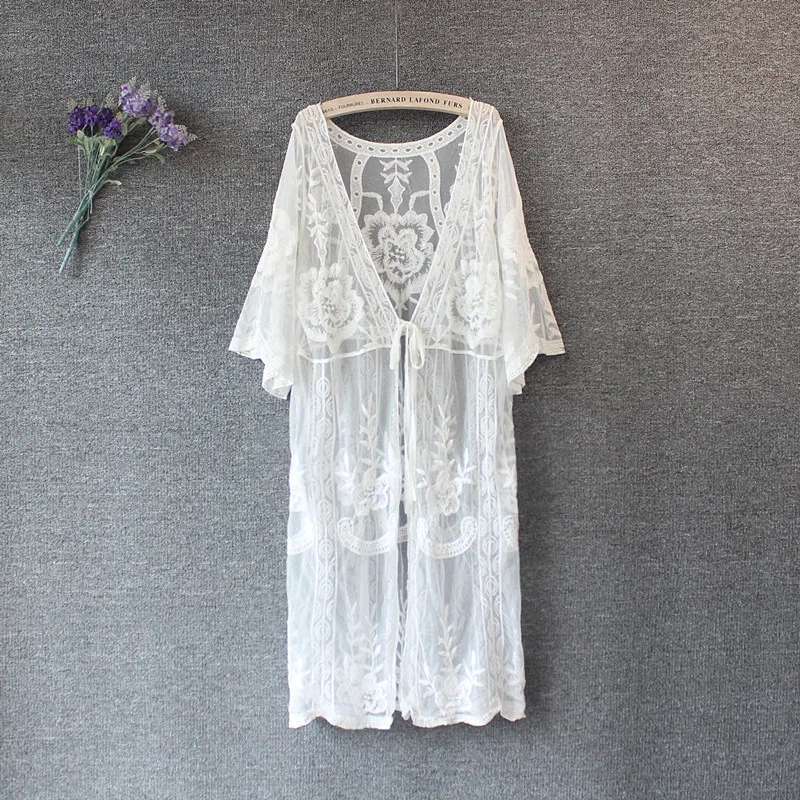 white dress Bkning длинные пляжные комбинезоны для женщин купальник накидка платье шифон Пляжная одежда; накидка платья саронги шифон Белый - Цвет: white dress