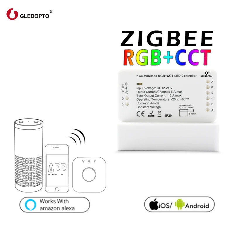 3 шт. G светодиодный OPTO ZigbeeZLL связь Smart полосы комплект Rgbcct ZIGBEE Управление Голос