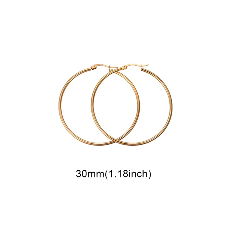 EAR8507GD3 Простые новые модные ювелирные изделия из титановой стали, большие круглые серьги-кольца для женщин, преувеличенное кольцо для ушей из нержавеющей стали, круглая линия - Окраска металла: EAR8507GD3