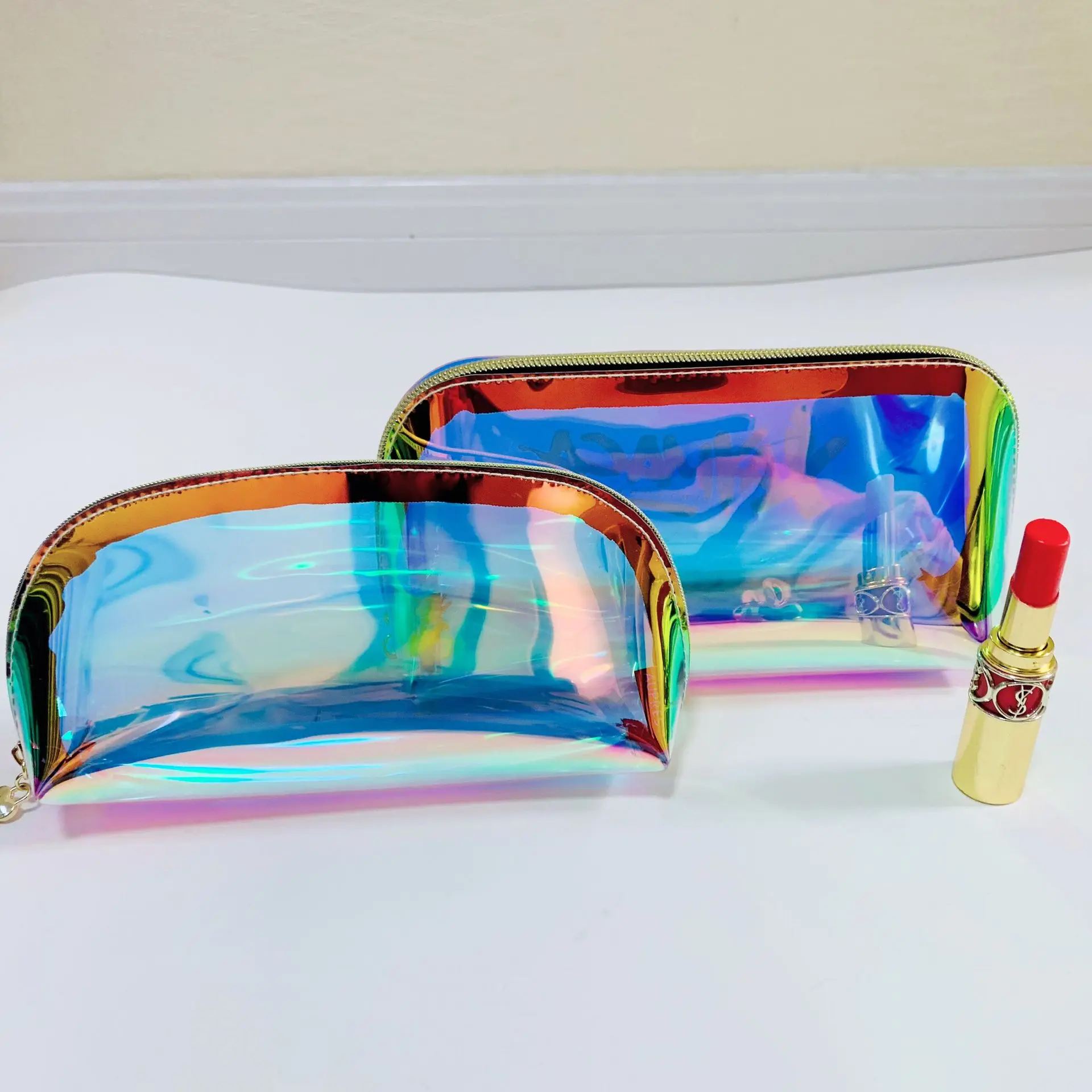 Модная яркая голографическая косметичка Bling Dream прозрачный переливающийся клатч