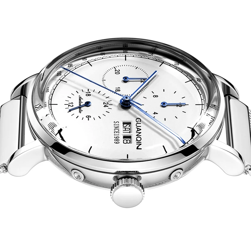 GUANQIN 2019 clock business Automatic watch men 3D Curve Mechanical waterproof men's watches top brand luxury erkek kol saati | Наручные