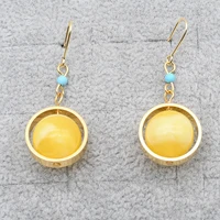 ladies new style earrings round beeswax plus metal ring design simple and generous