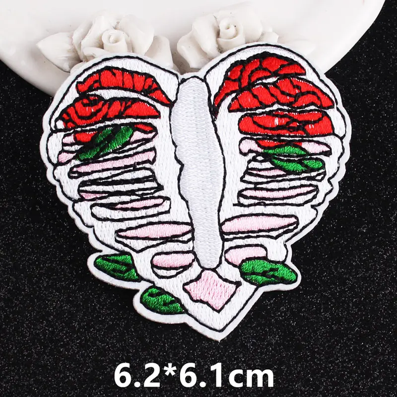 DIY Heart Patch Punk Patches Embroidered For Clothing Red Cool Stickers Clothes Stripe Badge Iron On Accessory | Дом и сад
