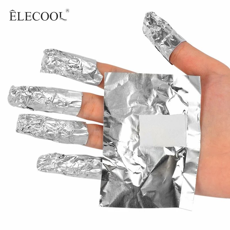 ELECOOL 100 шт. алюминиевый Фольга лак искусство впитывающийся для Ногтей Акрил Гель