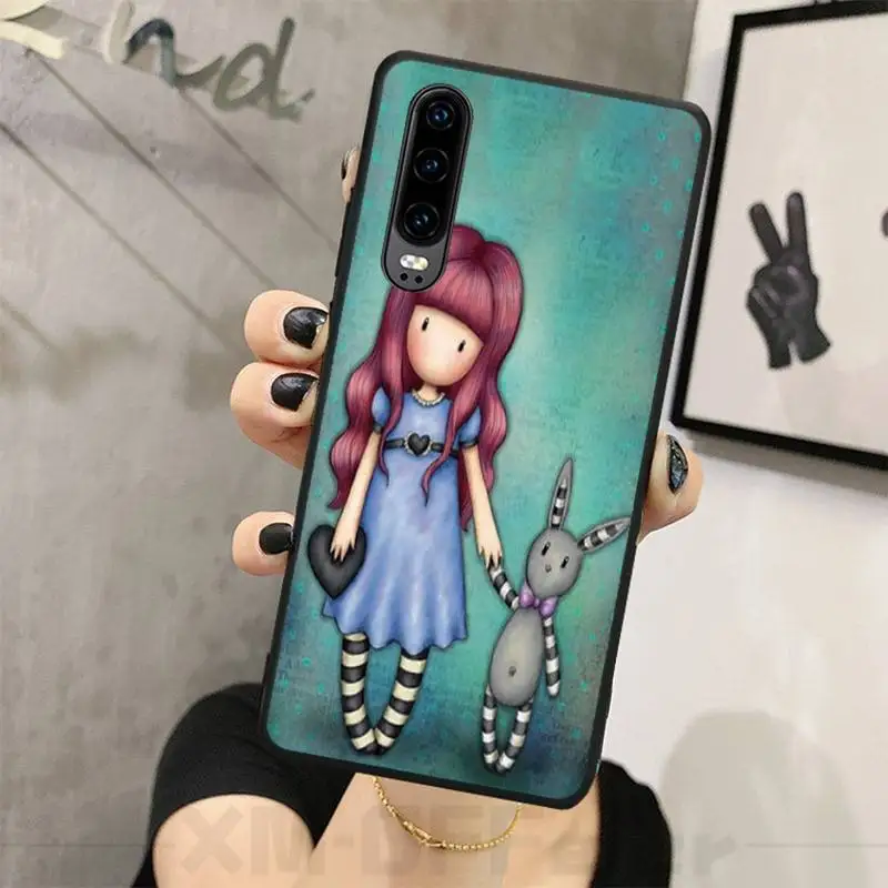 

Cute Cartoon Girl Santoro Gorjuss Phone Case Black TPU For Huawei P20 P30 P40 Pro Mate Pro Lite Plus Smart Nova 5t Cover Carcasa