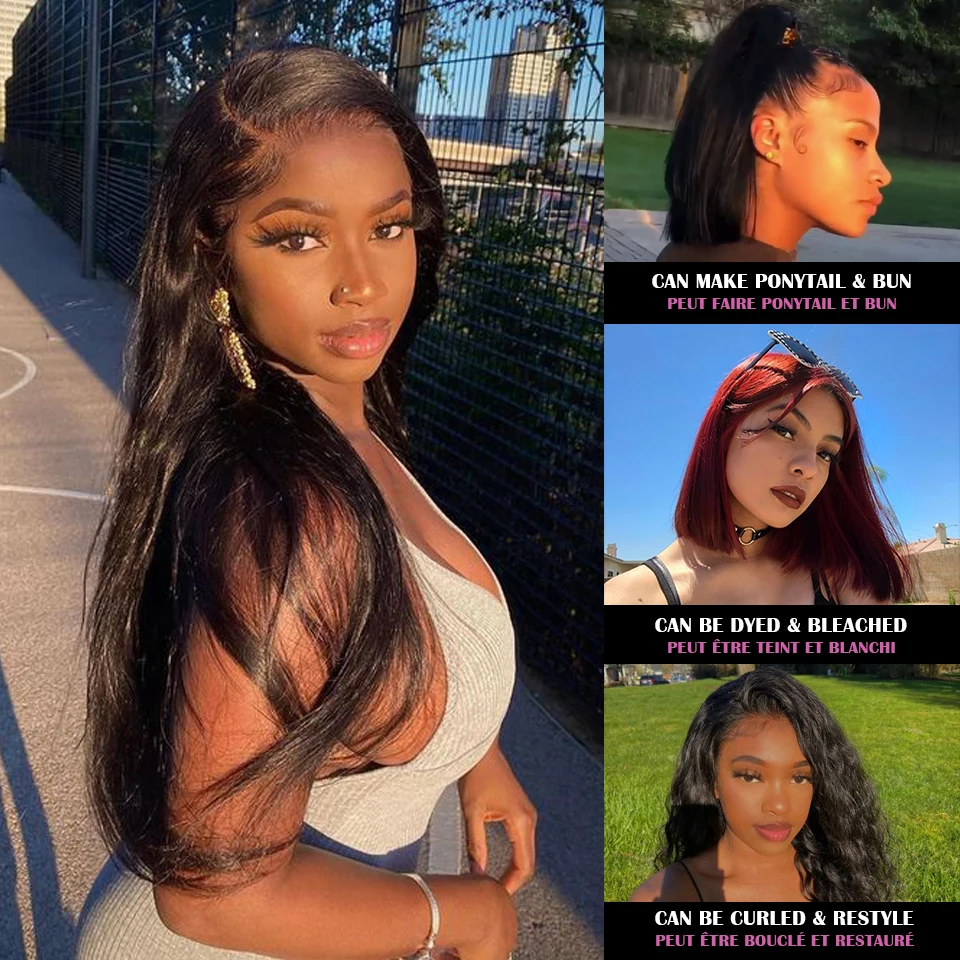 Парики из натуральных прямых человеческих волос прозрачные на сетке 13*4 и 4*4 180%