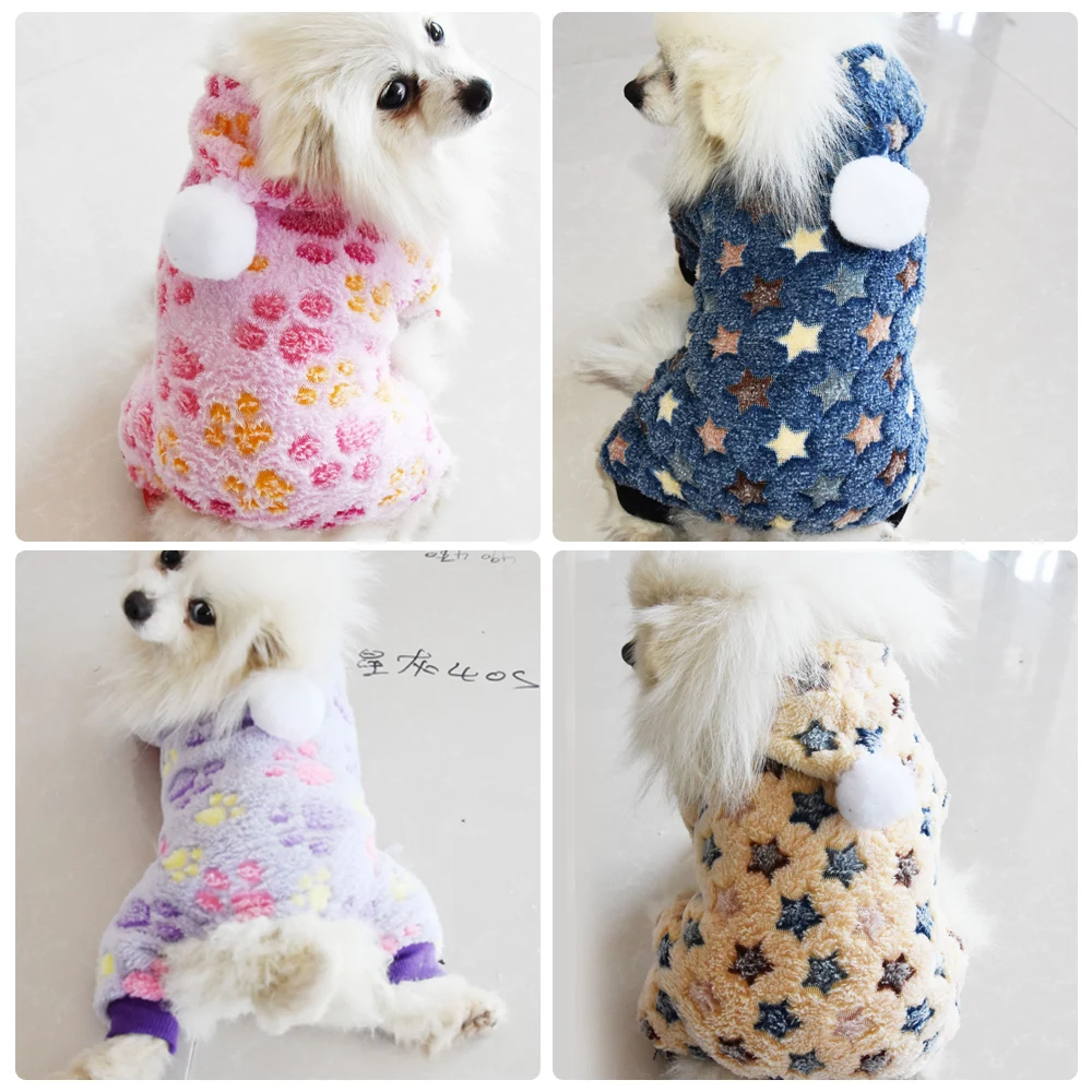 100% хлопок Принт собака теплая одежда комбинезон для щенка Толстовка пальто