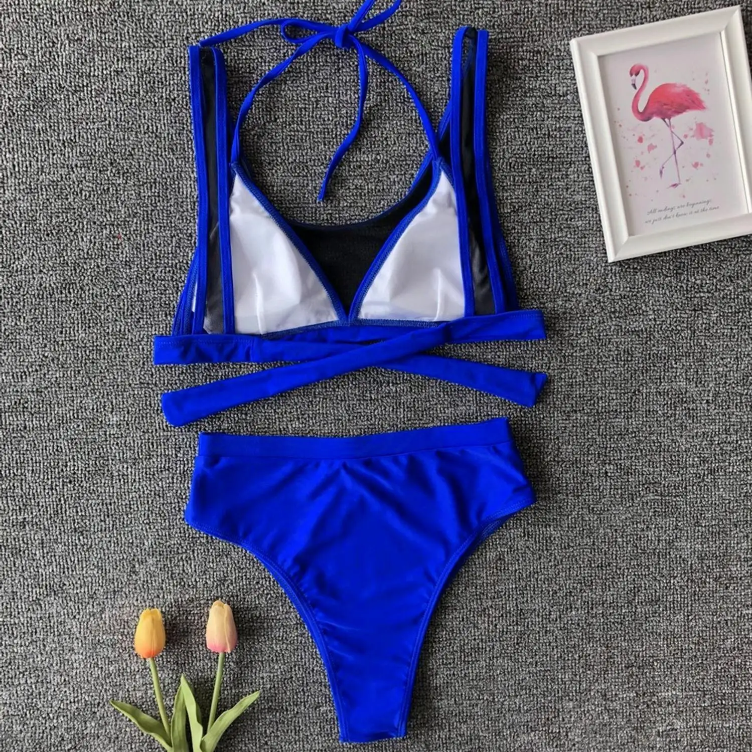 

2 Pieces Swimsuit Women Padded High Waisted Bikini Beach Wear Net Yarn Swimwear Women Sexy Bathing Suit Quick Dry Bikini Sets