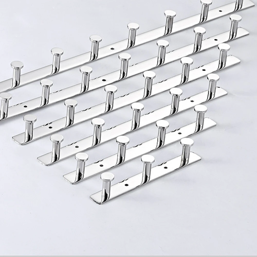 

Stainless Steel Hooks Bathroom Kitchen Accessories Wall Mounted Round Robe Rack Towel Hook Bedroom Door Clothes Hanger 3-7 Hooks