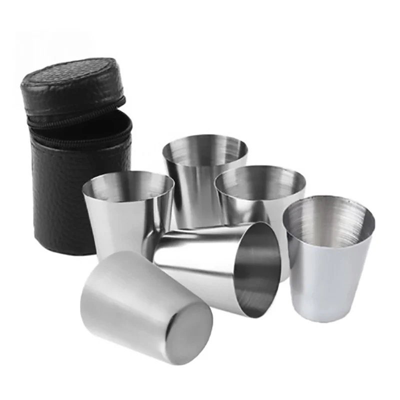 

Набор стаканов из нержавеющей стали, 30 мл, набор снимков, 4/6 шт., с чехлом