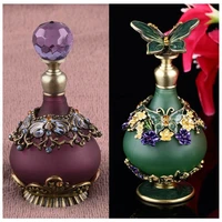23ml vintage purple diamond cut antique butterfly empty glass perfume bottle dropper women girl gift
