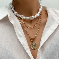 ingesight z punk imitation pearl choker necklace collar statement gold color love heart lasso pendant necklace for women jewelry