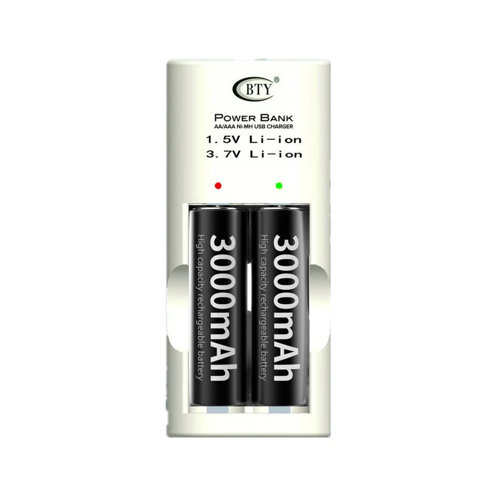 

2 Slot Battery Charger AA AAA 14500 Ni-MH 1.5V Lithium Battery 3.7V Lithium Battery Automatic Power-off Charger