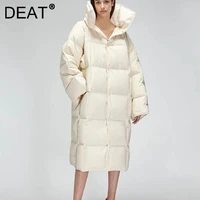 deat 2021 new fashion winter new stand collar solid color short bread jacket high loose a line women medium long 7i0637