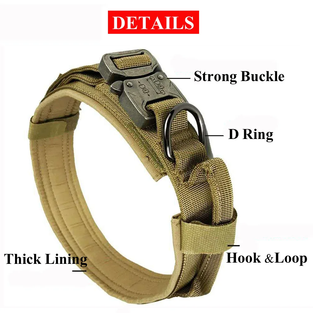 Тактический поводок для собак с 2 ручками быстросъемный ошейник в стиле милитари