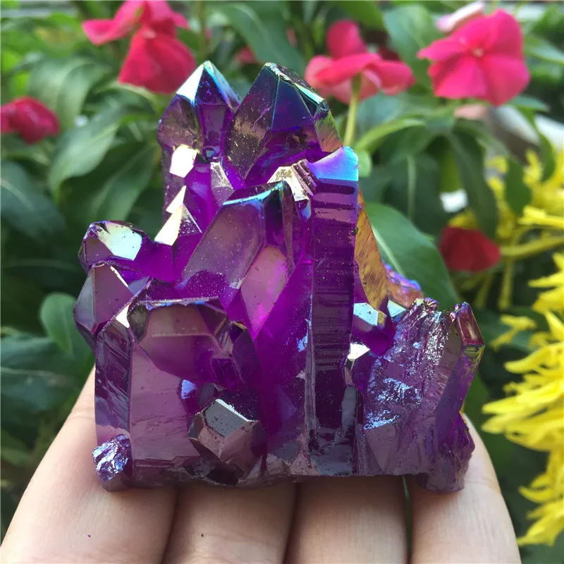 Кластер натуральные кристаллы образец аура гальванический драгоценный камень