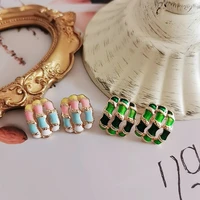 mixed colors new design fashion earrings glazing colorful bricons for women girl