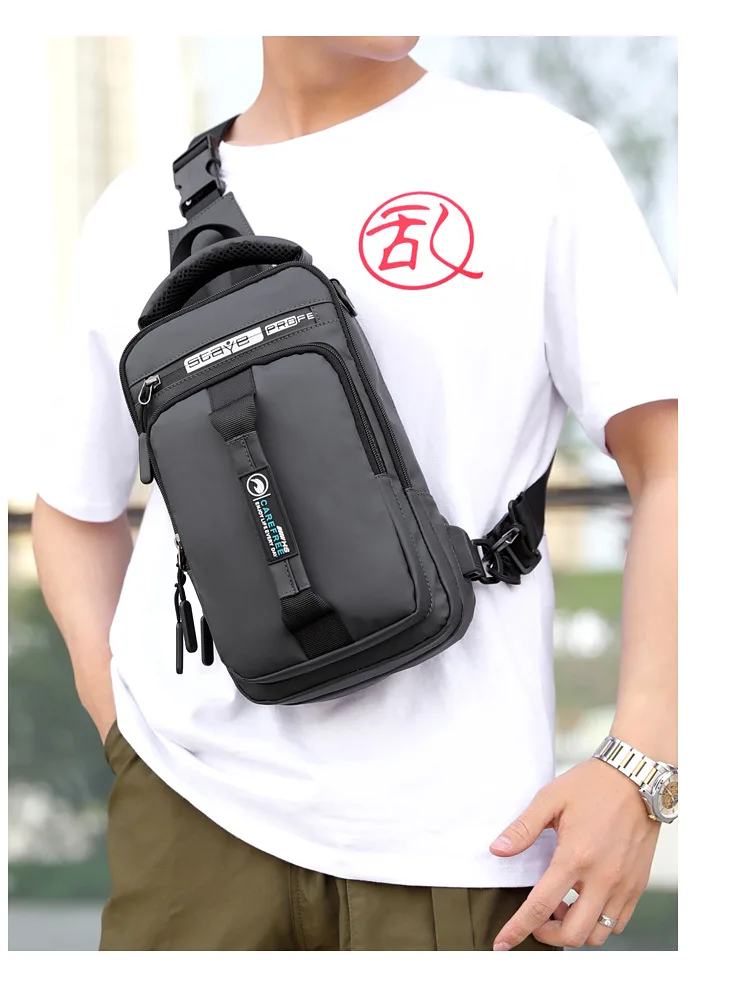 OZUKO New Multifunction Crossbody Bag for Men Chest Pack Sling&Double Shoulder Bag Male Waterproof Short Trip Messenger Bag