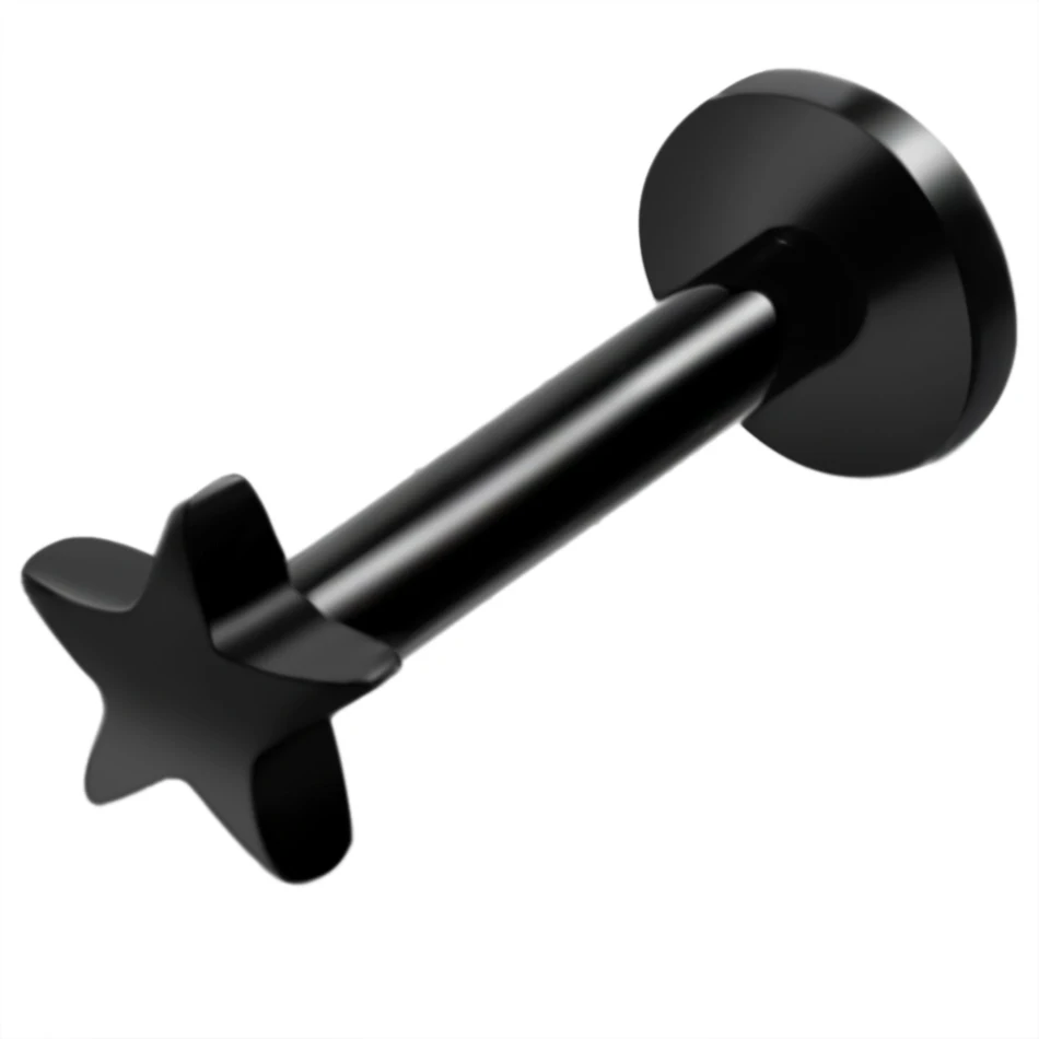 Black 1 шт. 316L хирургический стальной шар с сердечками Луна серьга для губы кольцо ушной хрящ мяч кольцо для губ пирсинг ювелирные изделия - Окраска металла: Black