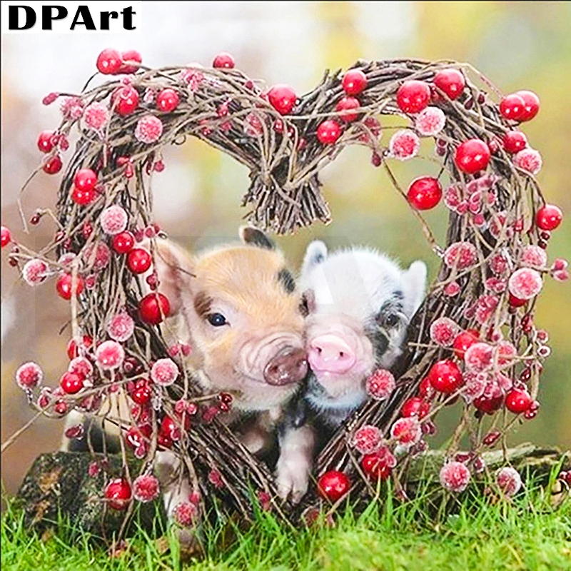 Алмазная живопись квадратная/круглая картина две свиньи влюбленные 5D алмазная