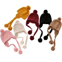 winter baby hat knitted warm solid color pompom bonnet enfant baby hats beanie cap for girls boys baby accessories