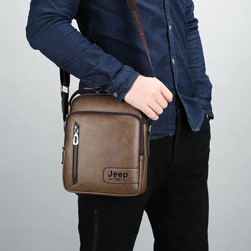 

New Men Crossbody Bag Multi-function Shoulder Bags Men Handbags Large Capacity Split Leather Bag For Man Messenger Bags Tote Bag