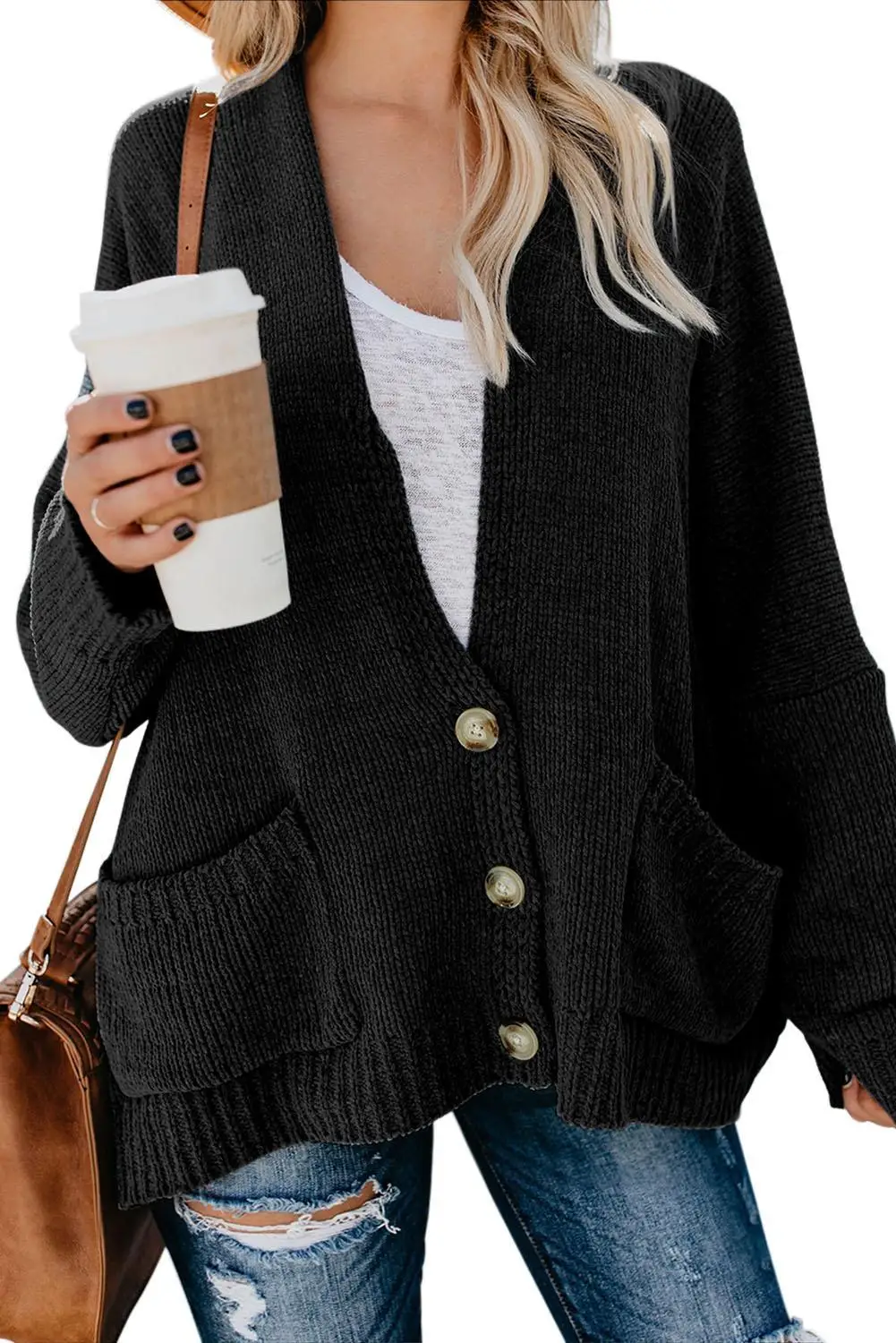 Красный/черный/серый/коричневый/небесно голубой свитер кардиган на пуговицах