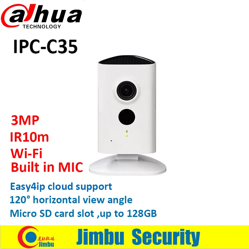 Фото Dahua WiFi IP камера 3MP IPC C35 CCTV lens2.3мм IR10m Встроенный микрофон Easy4ip облачная Micro SD карта до