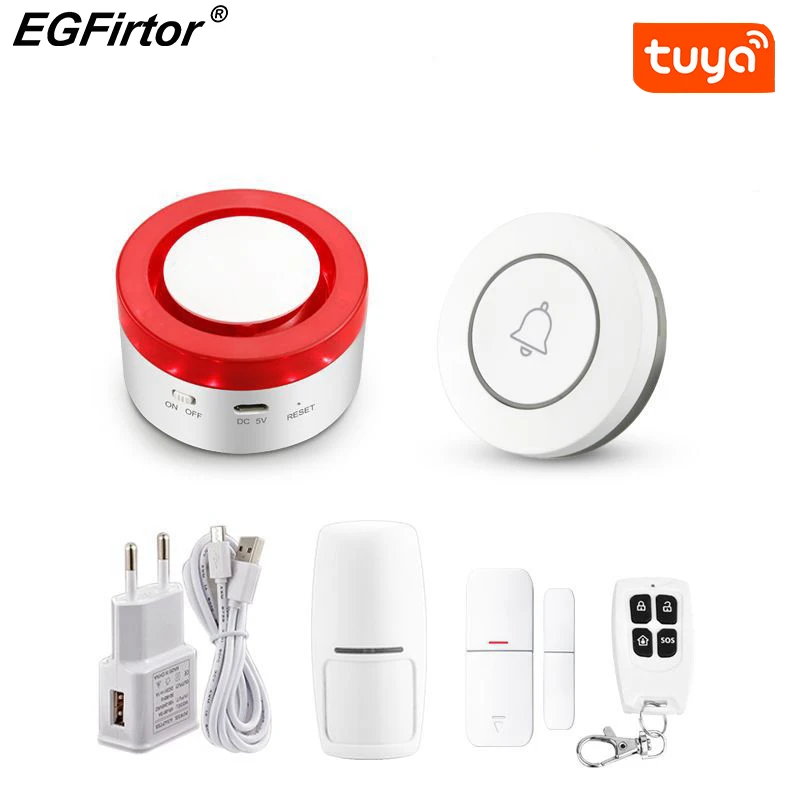 TUYA Smart Home Security Alarm Siren System Wireless WiFi Burglar Siren Alarms Compatible with Alexa and Google