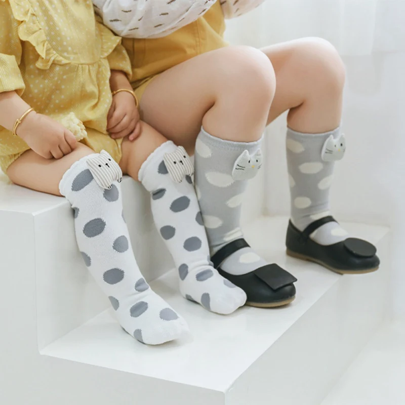 Детская вещь в горошек для девочки узор длинные хлопковые носки вечерние детские