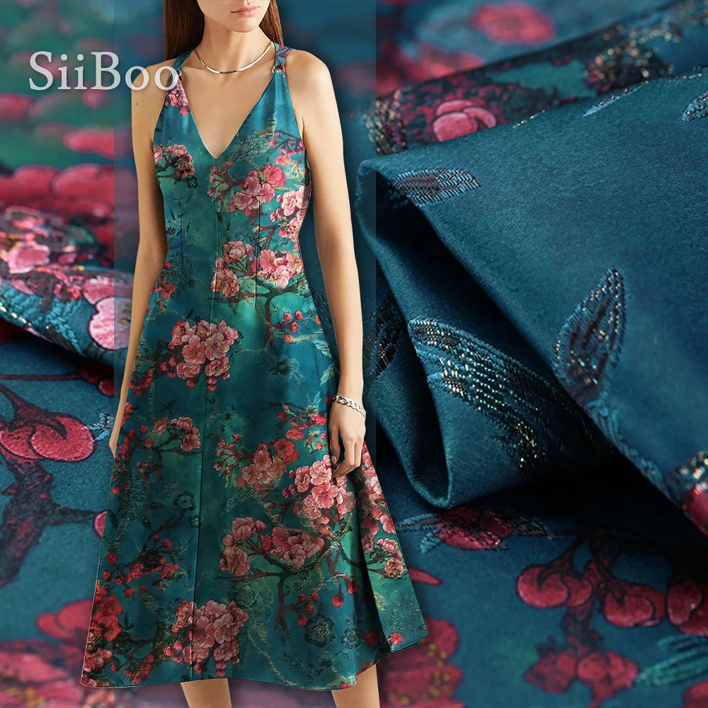 Французский стиль роскошный цветочный принт металлическая жаккардовая парча