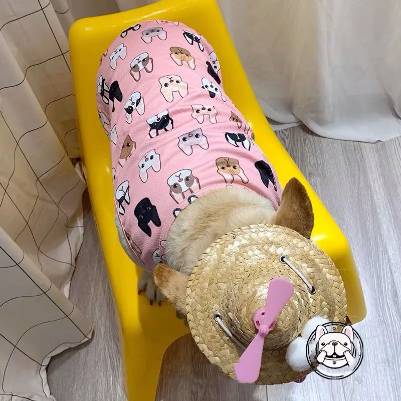 Французский бульдог летняя охлаждающая футболка милый уличный жилет одежда для