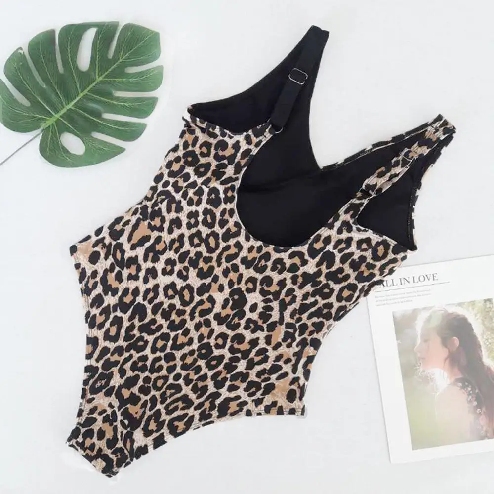 Женский слитный Боди без рукавов с леопардовым принтом купальник для дайвинга и