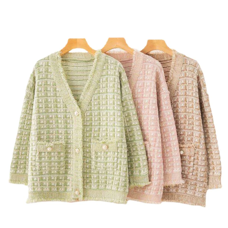 

2021 Fall/Winter Warm Korean Knit Cardigan Women's Loose Knitted Sweater Jacket Pocket Casual Pullover Sweaterjersey mujer