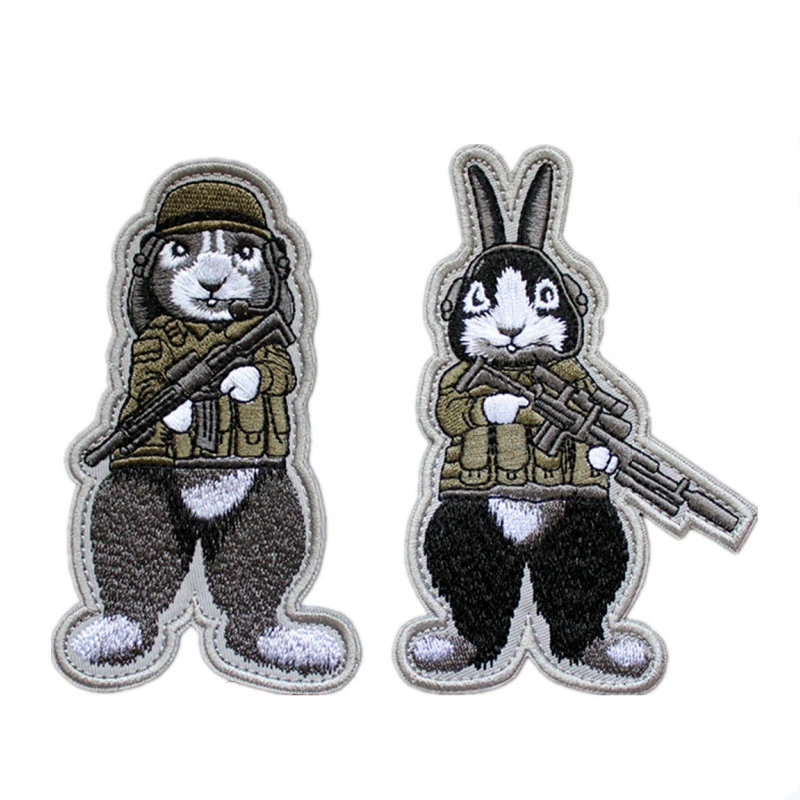 Нашивки с вышивкой животных тактические нашивки эмблемой кролика собаки солдата
