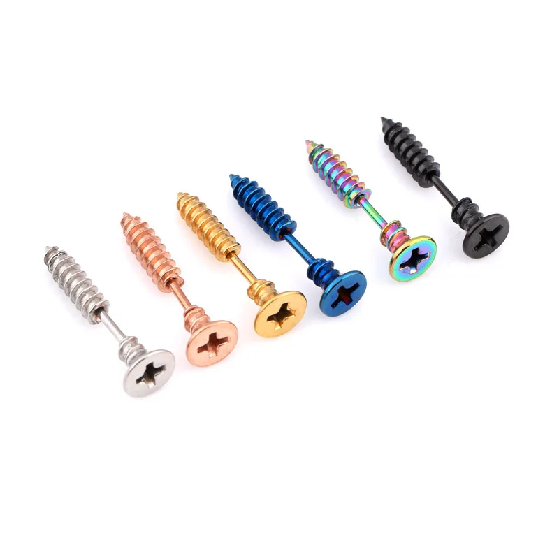 Серьги гвоздики DNSCHIC из титановой стали в стиле хип хоп цвет розовое золото для