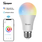 Умная Светодиодная лампа SONOFF 9 Вт с Wi-Fi, E27, RGB-лампы с регулируемой яркостью для автоматизации управления через приложение eWeLink, работает с Alexa Google Home
