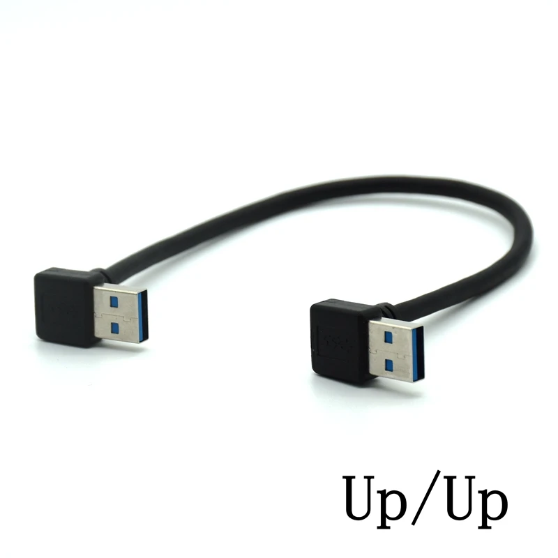 

USB 3.0 Type-A 90 Degree Right UP Angled to Type-A Down Angled Data Cable for Hard Disk Computer 30cm