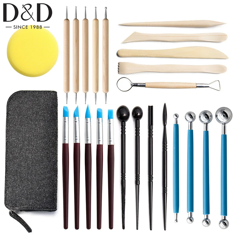 

Polymer Clay Ceramic Modeling Tools Kit Dotting Sculpting Pottery Tool 25pcs Bag Included for Porcelain Metal Embossing Carving