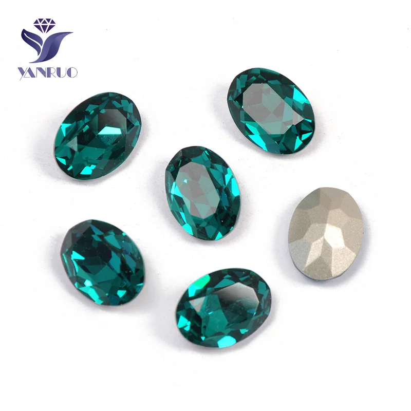 Blue Zircon Yanruo 4120 Овальные Стеклянные Стразы Самоцветы DIY шитье кристаллы Декоративные Камни Точка назад пришитые Стразы для украшения для одежды - Цвет: Blue Zircon