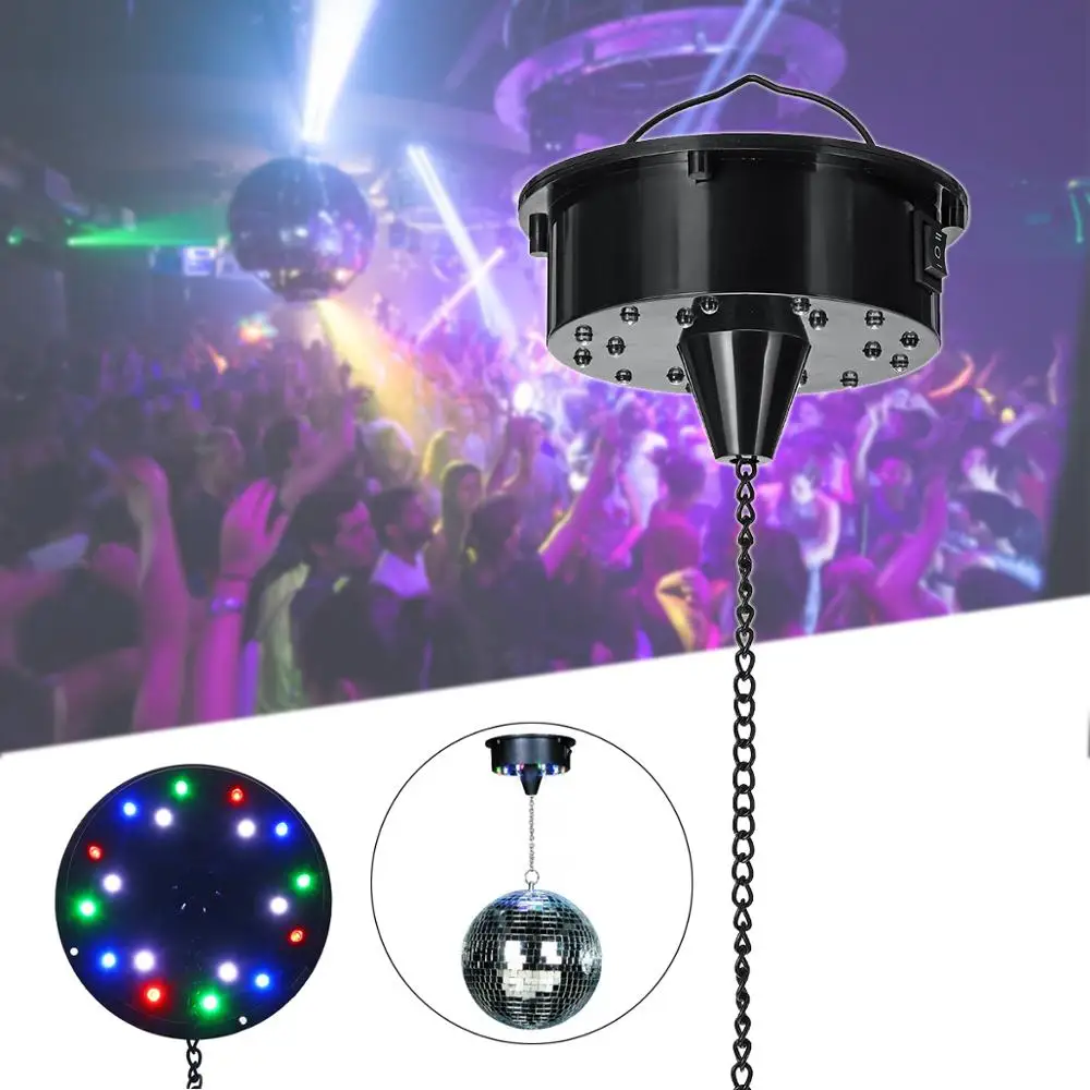 

18 RGB LED Light Hanging Rotating Motor For Disco Mirror Ball Stage KTV Party DJ Dancing Sound Activated